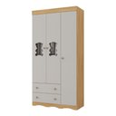 Ver imagem 2 de Guarda-roupa Infantil 92cm com Vidro 3 Portas e 2 Gavetas Doçura Multimóveis Mp4492 Madeirado/off