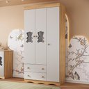 Ver imagem 1 de Guarda-roupa Infantil 92cm com Vidro 3 Portas e 2 Gavetas Doçura Multimóveis Mp4492 Madeirado/off