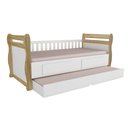 Ver imagem 1 de Bicama Solteiro de Babá Maria C/ 2 Gavetas e Auxiliar Branco/amendoa - Peroba