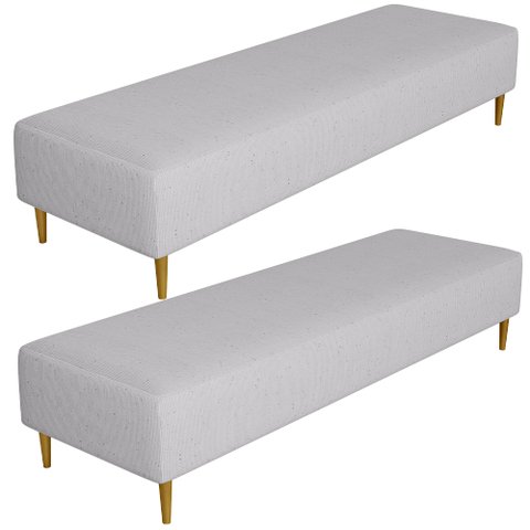 Kit 02 Puffs Decorativo Sala de Estar Bali W01 Pés Palito 190x60cm Linho Bege Escuro - Lyam Decor