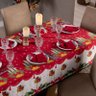 Decoração de Mesa de Natal Toalha 8 Lugares Vermelha - 2
