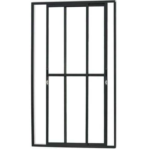 Porta de Aluminio Sacada 2 Folhas Móveis com Fechadura Linha Premium:2,10 X 1,50/preto