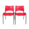 Kit 2 Cadeiras Iso Turim plastica Igreja Recepção Escola Vermelha com conector PopMov kit 2 cadeira  - 1