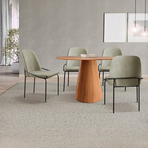 Conjunto Mesa Cone 120cm e 4 Cadeiras Maya Madeira Macica Verde