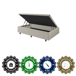 Cama Box Baú Solteirão 96x203x42cm Corino Linho com Pistão a Gás - 5 Cama Box Baú Solteirão 96x203x42cm Corino Linho com Pistão a Gás - 5