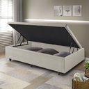 Ver imagem 1 de Cama Box Baú Solteirão 96x203x42cm Corino Linho com Pistão a Gás