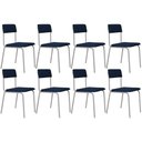 Ver imagem 1 de Kit 08 Cadeiras Estofada para Sala de Jantar Sense Branco C01 Linho Azul Escuro - Lyam Decor