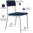Ver imagem 4 de Kit 08 Cadeiras Estofada para Sala de Jantar Sense Branco C01 Linho Azul Escuro - Lyam Decor