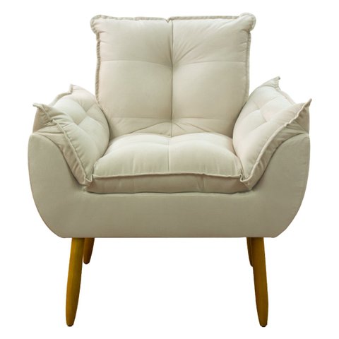Poltrona Decorativa Sala de Estar Escritório Quarto Prime: Bege