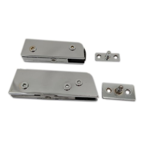 Kit dobradiças + pivôs para porta pivotante de vidro temperado blindex - Cromado