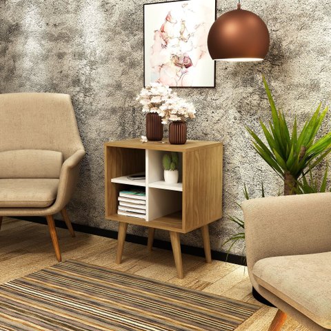 Mesa Apoio Amêndoa e Off White
