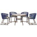 Ver imagem 1 de Mesa com 4 Cadeiras e Noronha Estofado 8 Trama Original Azul