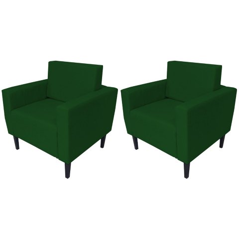Kit 2 Poltronas Decorativa Leticia Slim Suede Verde Pés Madeira Ms Decor