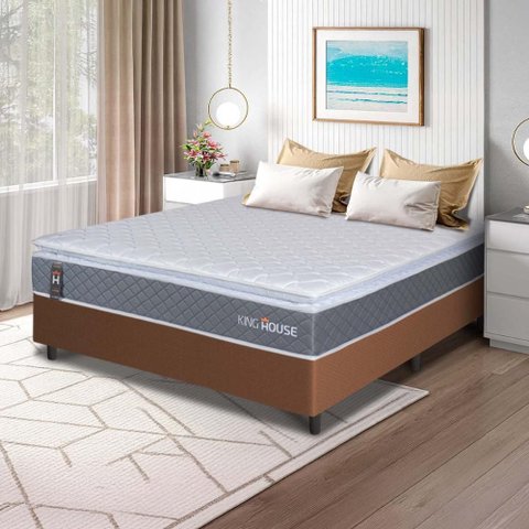 Conjunto Box Marrom Luanda Cinza Espuma D28 Viúva 128x188x62 - King House