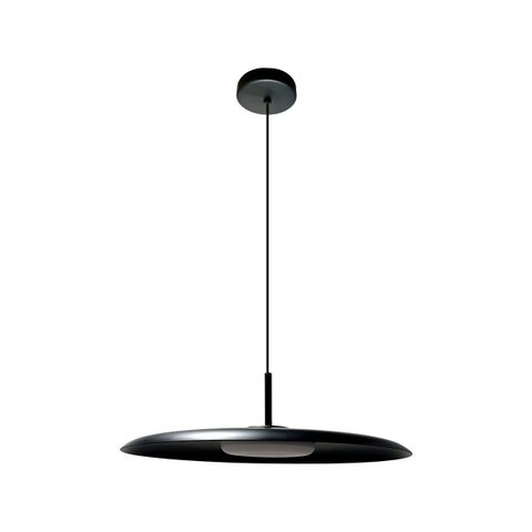 Lustre Pendente Dot Slim Redondo 55cm LED 3000k 19W Bivolt Preto