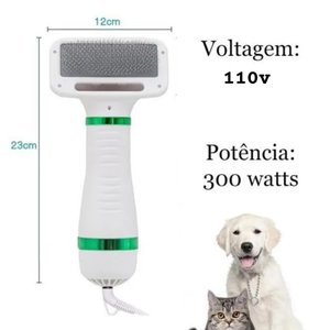 Escova Secadora Pet Seca Alisa e Desembaraça Cão e Gato