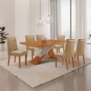 Ver imagem 2 de Mesa de Jantar Yasmin 180 cm Tampo MDF Canto Copo Laminado com 6 Cadeiras Moderna Mobília
