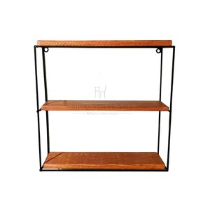 prateleira tripla ferro e madeira suporte de parede multiuso jardim cozinha banheiro quarto MINAS AR