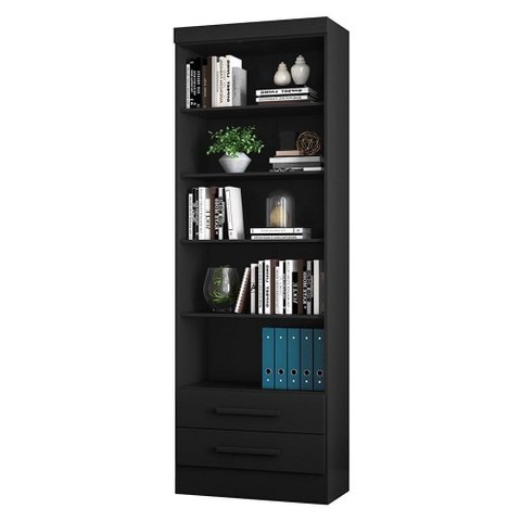Estante Livreiro 2 Gavetas E 5 Prateleiras Fancy Preto Fosco
