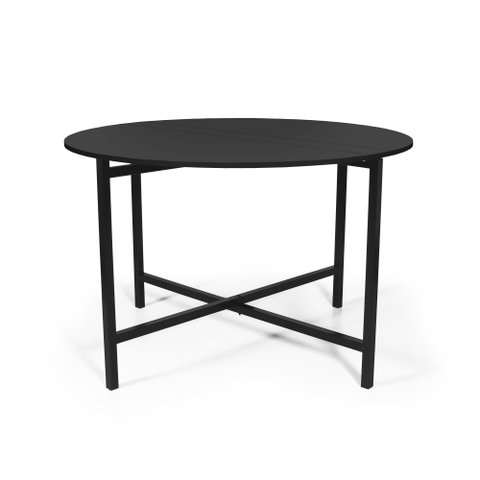 Mesa de Jantar 4 Lugares Redonda Dobrável Prática Preta - Straub Web