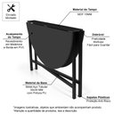 Ver imagem 2 de Mesa de Jantar 4 Lugares Redonda Dobrável Prática Preta - Straub Web