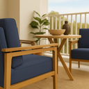 Ver imagem 2 de Kit 2 Poltronas Yasmin para Sala de Estar ou Recepção Madeira Maciça em Linho Premium:azul