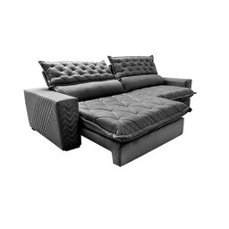 Sofá Retrátil e Reclinável 2.95m Molas Ensacadas Cama inBox Spazus com Bordado 3D Velusoft Cinza - 8