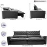 Sofá Retrátil e Reclinável 2.95m Molas Ensacadas Cama Inbox Spazus com Bordado 3d Velusoft Cinza - 2