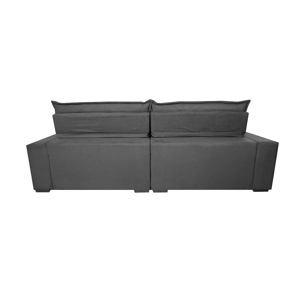 Sofá Retrátil e Reclinável 2.95m Molas Ensacadas Cama inBox Spazus com Bordado 3D Velusoft Cinza - 7