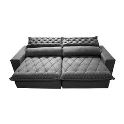 Sofá Retrátil e Reclinável 2.95m Molas Ensacadas Cama inBox Spazus com Bordado 3D Velusoft Cinza - 5