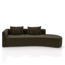 Ver imagem 5 de Sofá Curvo Decorativo Kimiko 297cm 2 Lugares Sala de Estar com Chaise Veludo Marrom G52 - Gran Belo