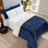 Coberdrom Sherpa Edredom Dupla Face Cobertor Manta Felpuda Liso Cama Casal Queen - Azul Marinho - 1