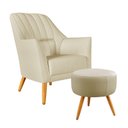 Ver imagem 1 de Poltrona Orion Bordada com Puff Solar Suede Bege Aradecor