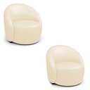 Ver imagem 2 de Poltrona Decorativa Orgânica Kit 2 Lua Sintético Pu Bege D03 - D’Rossi