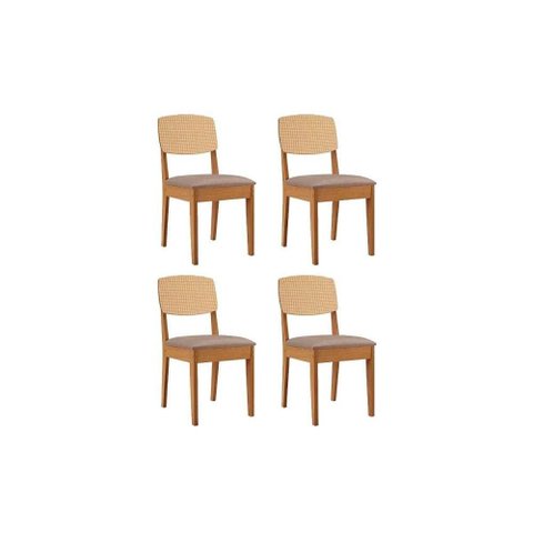Cadeira Sala de Jantar Havana Premium Kit 4 Un Naturalle/linho Capuccino - Rufato