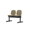Ver imagem 1 de Longarina Job 2 Lugares Assento Courino Marrom Claro Base Metalica Preta - 54503