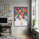 Ver imagem 2 de Quadro Decorativo Imensidão de Ciclistas-70x50cm Mold Preta