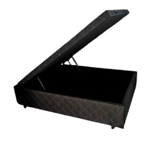 Cama Box Baú Casal Blindada/reforçada - Tecido Bordado Preto