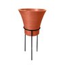 Vaso Planta Taça com Suporte Preto Grande Vaso Grid Sacada Jardim Varanda BGPLASTICOS TERRACOTA 016 - 1