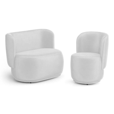 Poltrona e Namoradeira Orgânica Molly Couríssimo Branco - Desk Design Cor Branco