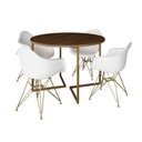 Ver imagem 6 de Mesa Jantar Industrial Amêndoa 110Cm Redonda Base V C/4 Poltronas Daw Brancas Base Do Cor: Amendoa