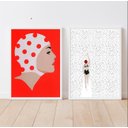 Ver imagem 2 de Kit 2 Quadros Natação Nadadora Poá 24x18cm - com Vidro:madeira Preta