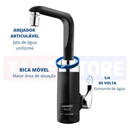 Torneira Eletrônica de Parede Essence Preto 220v Lorenzetti - 2