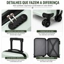 Ver imagem 5 de Mala de Viagem Bordo ABS Rigida Anac 10kg Aviao Bagagem 4 Rodinhas 360 Graus Cadeado Senha Anti Roub