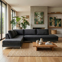 Ver imagem 1 de Sofá de Canto 5 Lugares com Chaise Lado Esquerdo em Veludo 293x200cm Preto
