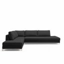 Ver imagem 2 de Sofá de Canto 5 Lugares com Chaise Lado Esquerdo em Veludo 293x200cm Preto