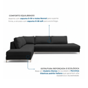 Ver imagem 4 de Sofá de Canto 5 Lugares com Chaise Lado Esquerdo em Veludo 293x200cm Preto