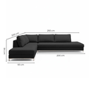 Ver imagem 3 de Sofá de Canto 5 Lugares com Chaise Lado Esquerdo em Veludo 293x200cm Preto