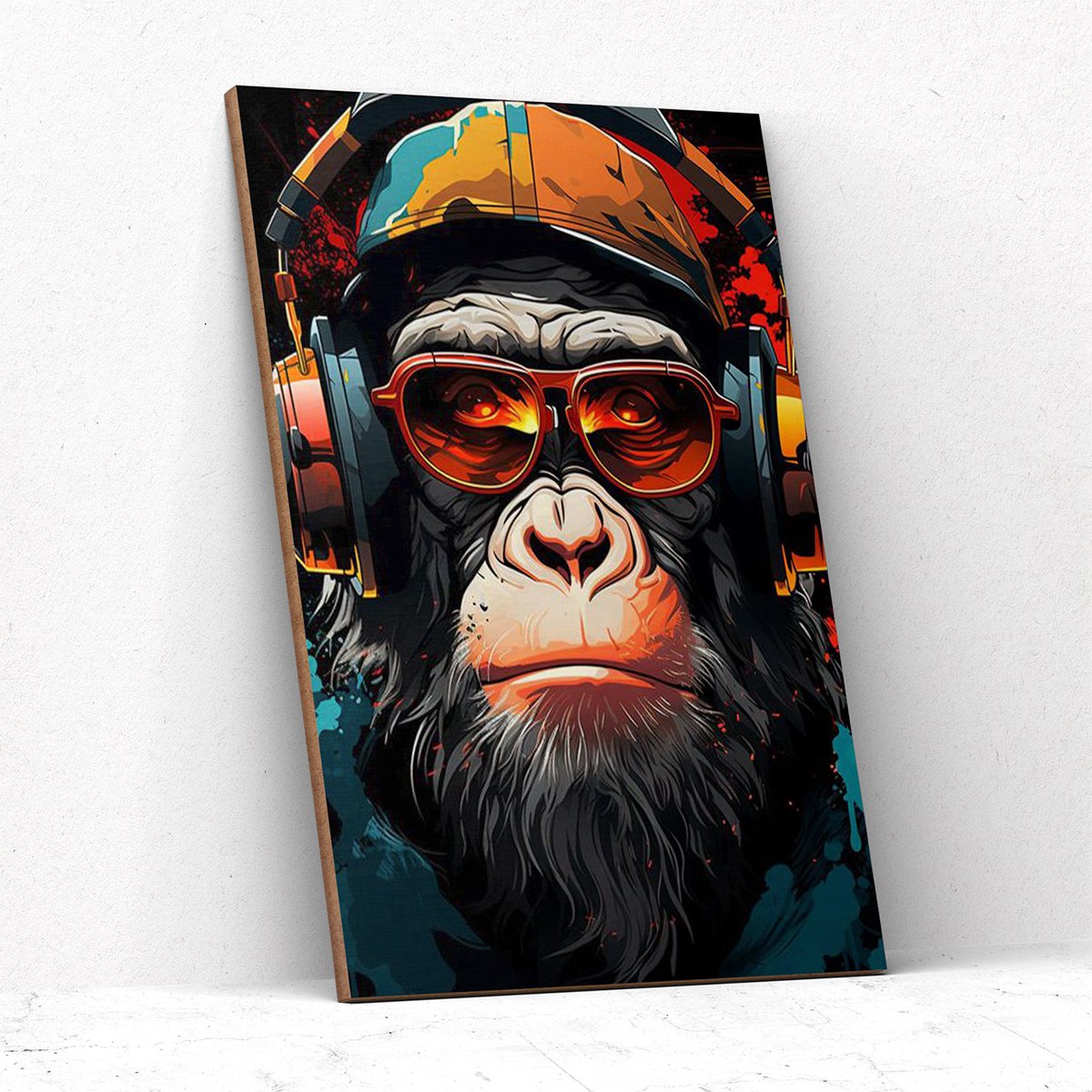 Quadro Decorativo Macaco Fone de Ouvido Óculos Gamer:macaco