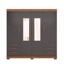 Ver imagem 1 de Guarda Roupa Roupeiro Casal com Espelhos 4 Portas 6 Gavetas Irati 4.6 Jatoba Grafite Santos Andirá